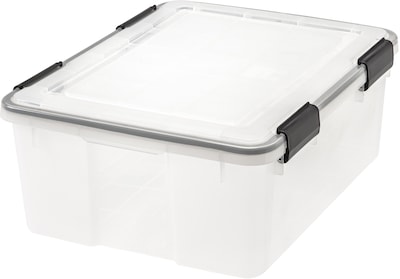IRIS Weathertight Plastic 30 Qt. Storage Box, Clear, 6/Pack (110400)