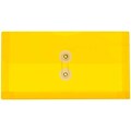 JAM Paper® #10 Plastic Envelopes with Button and String Tie Closure, 5 1/4 x 10, Yellow Poly, 12/pac