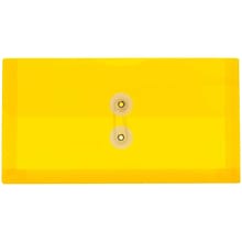 JAM Paper® #10 Plastic Envelopes with Button and String Tie Closure, 5 1/4 x 10, Yellow Poly, 12/pac