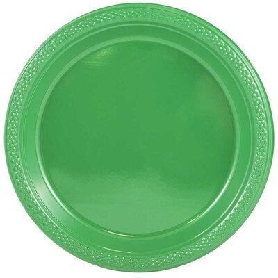 JAM Paper® Round Plastic Disposable Party Plates, Medium, 9 Inch, Green, 20/Pack (255328197)