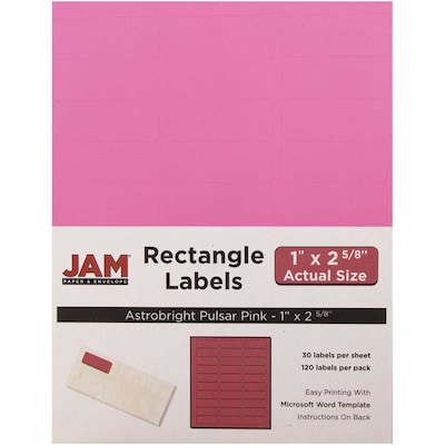 JAM Paper® Mailing Address Labels, 1 x 2 5/8, Ultra Pink, 120/pack (302725795)