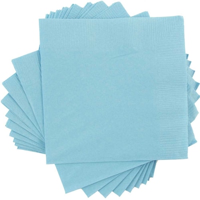 JAM Paper Beverage Napkin, 2-ply, Sea Blue, 50 Napkins/Pack (5255620711)