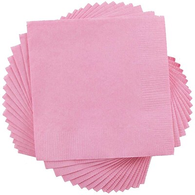 JAM Paper Beverage Napkin, 2-ply, Baby Pink, 40 Napkins/Pack (5255620713)