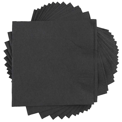 JAM Paper® Small Beverage Napkins, 5 x 5, Black, 50/Pack (5255620715)