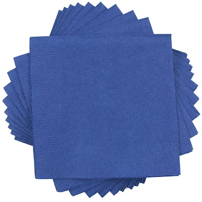 JAM Paper Beverage Napkin, 2-ply, Blue, 50 Napkins/Pack (5255620717)