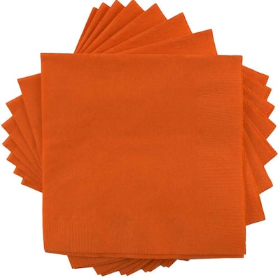 JAM Paper® Medium Lunch Napkins, 6 1/2 x 6 1/2, Orange, 50/Pack (6255620726)