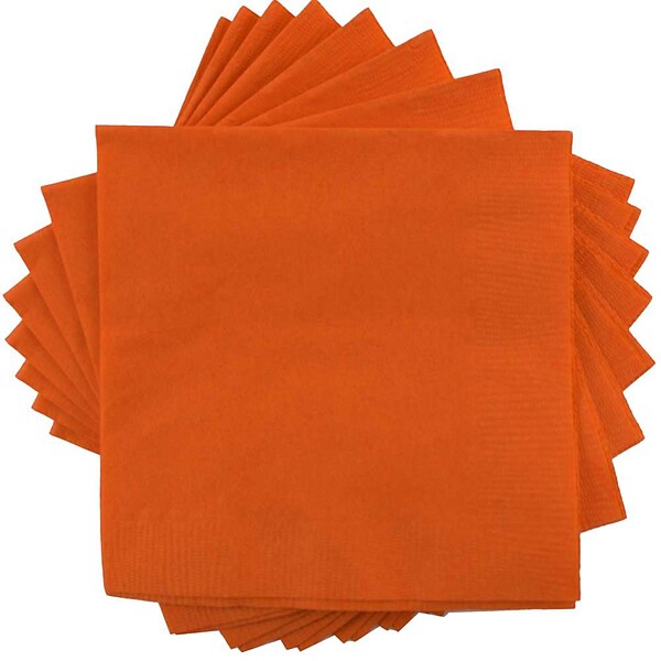 JAM Paper® Medium Lunch Napkins, 6 1/2 x 6 1/2, Orange, 40/Pack (6255620726)