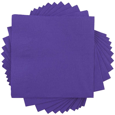 JAM Paper Beverage Napkin, 2-ply, Purple, 50 Napkins/Pack (5255620727)