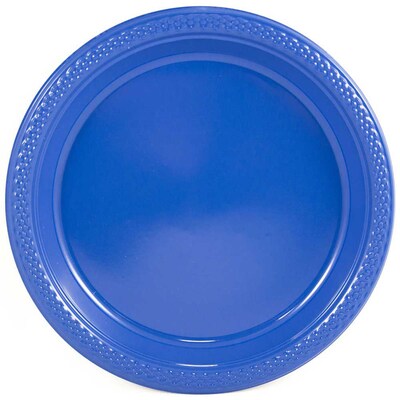 JAM Paper® Round Plastic Disposable Party Plates, Small, 7 Inch, Blue, 20/Pack (7255320674)