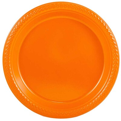 JAM Paper® Round Plastic Disposable Party Plates, Medium, 9 Inch, Orange, 20/Pack (9255320687)