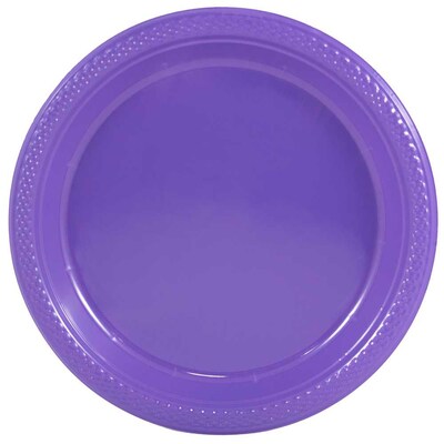 JAM Paper® Round Plastic Disposable Party Plates, Small, 7 Inch, Purple, 20/Pack (7255320688)