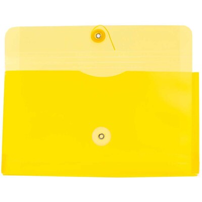 JAM Paper® #10 Plastic Envelopes with Button and String Tie Closure, 5 1/4 x 10, Yellow Poly, 12/pack (921B1YE)