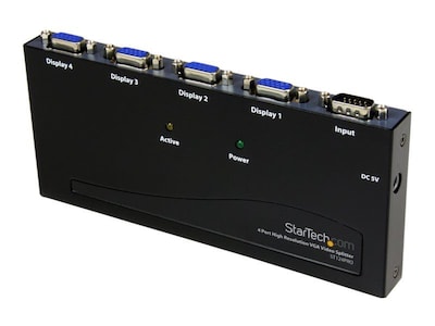 StarTech ST124PRO High Resolution VGA Video Splitter; 350 MHz, 4 Ports