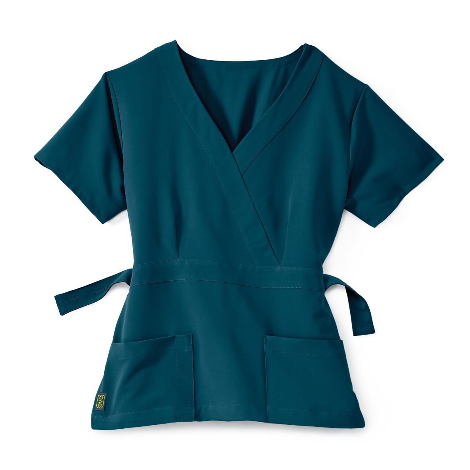 Park AVE™ Mock Wrap Ladies Scrub Top, Caribbean Blue, Large