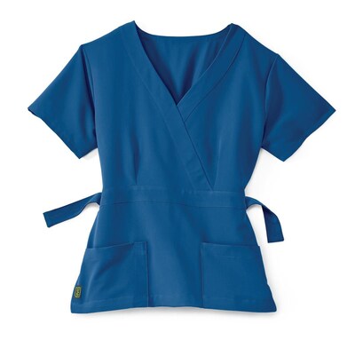 Park AVE™ Mock Wrap Ladies Scrub Top, Royal Blue, XS