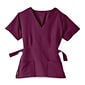 Medline Park ave Mock Wrap Ladies Scrub Top, Wine, Medium