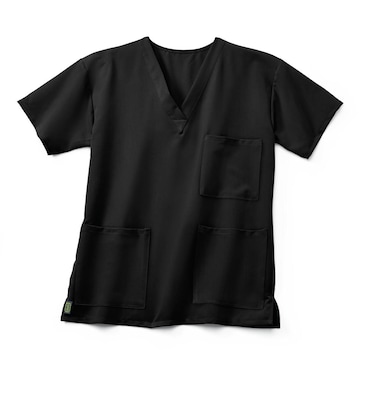 Madison AVE™ Unisex Scrub Top With 3 Pockets, Black, Medium