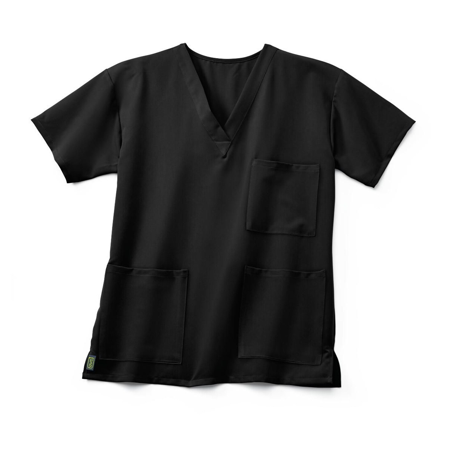 Medline Madison ave™ Unisex Scrub Top With 3 Pockets, Black, Small