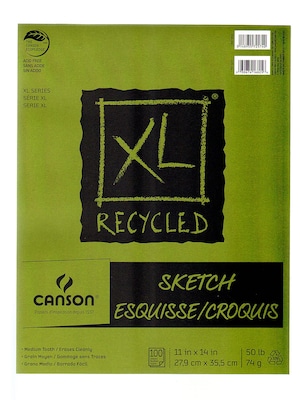 Canson Xl Recycled Sketch Pads 11 In. X 14 In. Pad Of 100 Sheets Fold-Over [Pack Of 3]