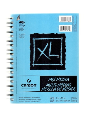 Canson XL 7 x 10 Wire Bound Mixed Media Sketch Pad, 60 Sheets/Pad, 3/Pack (97316-PK3)