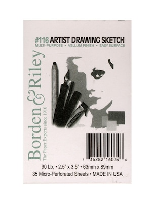 Borden & Riley #116 Artist Drawing/Sketch Vellum Pads 2.5 In.X3.5 In. 35 Sheets Spiral Bound [6Pk]