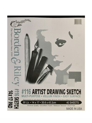 Borden And Riley #116 Artist Drawing/Sketch Vellum Pads 14 In. X 17 In. 40 Sheets Cloth Bound [2Pk]