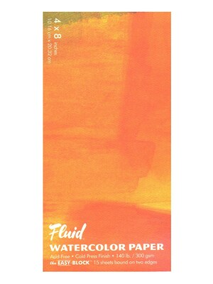 Global Art Fluid Cold Press Watercolor Paper, 4 X 8, Block, 3/Pack (98784-Pk3)