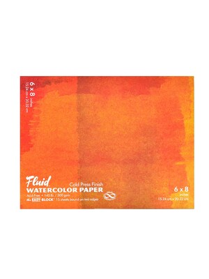 Global Art Fluid Cold Press Watercolor Paper 6" X 8" Block Pack Of 2 (98786-Pk2)