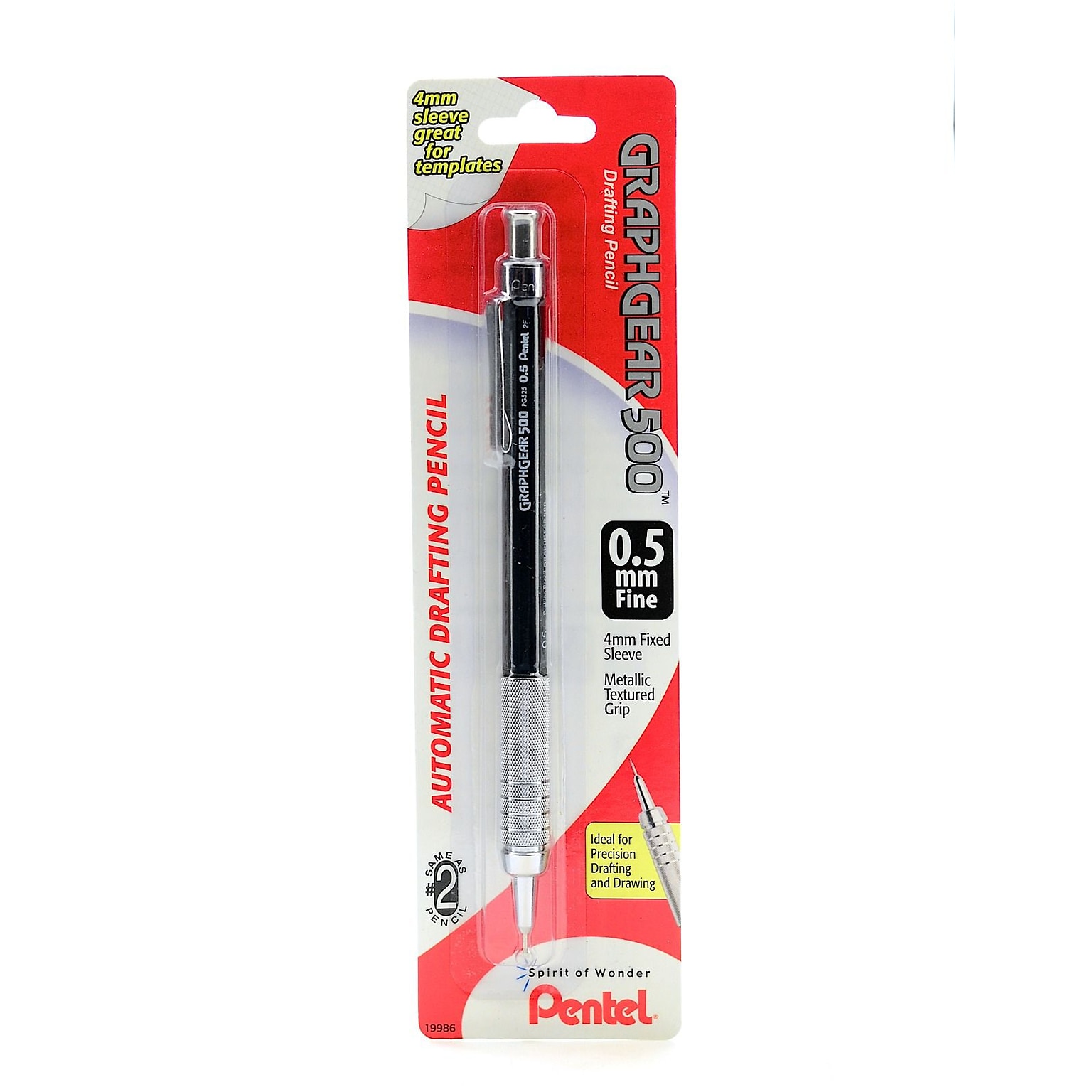 Pentel Graph Gear 500 Mechanical Pencil, 0.5mm, #2 Medium Lead, 3/Pack (72225-PK3)