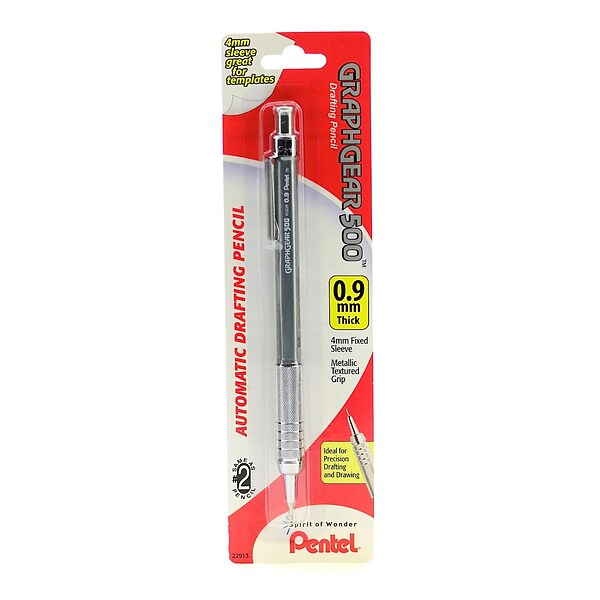 Pentel Graph Gear 500 Mechanical Pencil, 0.9mm, #2 Medium Lead, 3