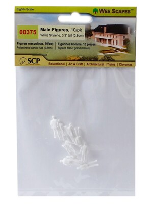 Wee Scapes Architectural Model White Styrene Figurines Human Males 1/8 In. Pack Of 10 [Pack Of 3]