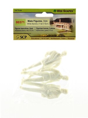 Wee Scapes Architectural Model White Styrene Figurines Human Males 1/2 In. Pack Of 3 [Pack Of 3]