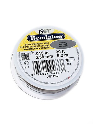 Beadalon 19 Strand Bead Stringing Wire Bright .015 In. (0.38 Mm) 30 Ft. Spool [Pack Of 2]