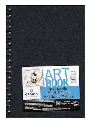 Canson Art Book 7 x 10 Wire Bound Mixed Media Sketch Book, 40 Sheets/Book, 2/Pack (60527-PK2)
