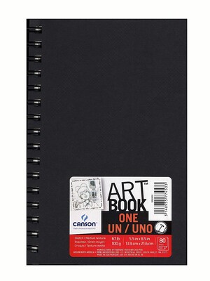Canson Art Book One Sketch Books, Wire Bound, 5 1/2 X 8 1/2, 80 Sheets, 3/Pack (60541-Pk3)