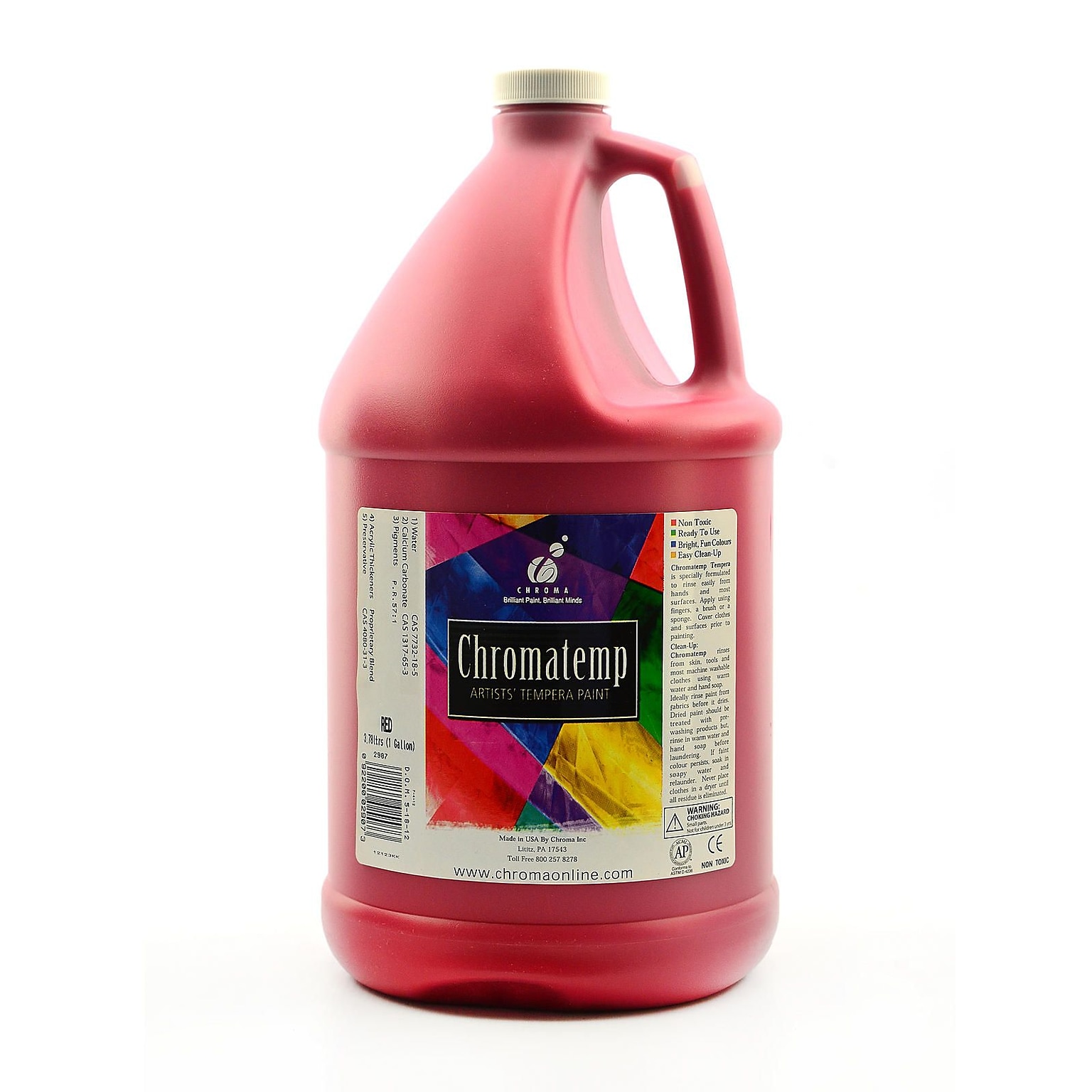 Chroma Inc. Chromatemp Artists Tempera Paint, Red Gallon (55172)