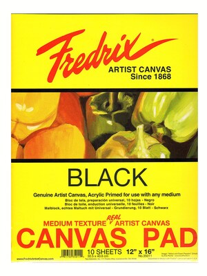 Fredrix Black Canvas Pads 12 In. X 16 In. 10 Sheets