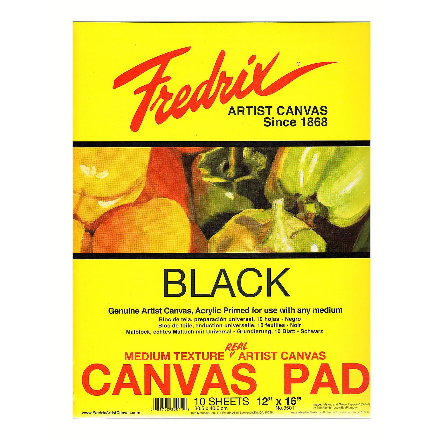 Fredrix Black Canvas Pads 12 In. X 16 In. 10 Sheets