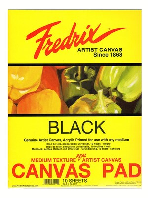 Fredrix Black Canvas Pads 16 In. X 20 In. 10 Sheets
