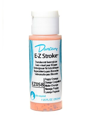 Duncan E-Z Stroke Translucent Underglaze, Poppy Orange, 1Oz, 4/Pack (66305-Pk4)