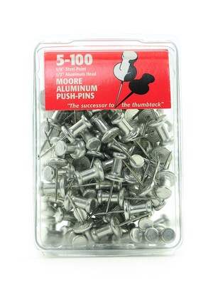 Moore Push Pins 5/8 In. Aluminum Pack Of 100 [Pack Of 2]