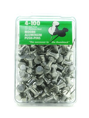 Moore Push Pins 1/2 In. Aluminum Pack Of 100 [Pack Of 2]