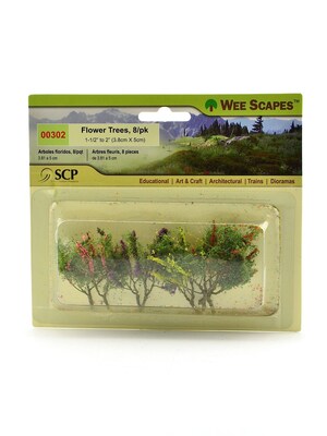 Wee Scapes Architectural Model Flowers & Hedges, Trees, Red, Pink, Yellow, & Purple, 1.5-2, 3Pk