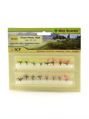 Wee Scapes Architectural Model Flowers Plants & Hedges, Red, Pink, Yellow, & Purple, 3/8, 3Pk