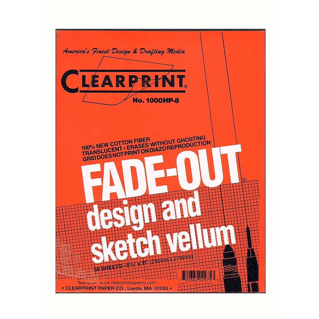 Clearprint Fade-Out Design And Sketch Vellum - Grid Pad 8 X 8 8 1/2 In. X  11 In. Pad Of 50 | Quill.com