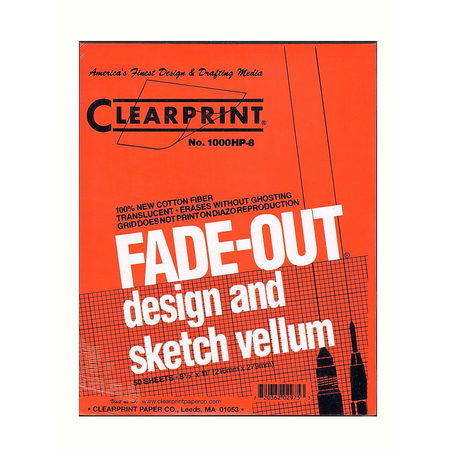 Clearprint Fade-Out Design And Sketch Vellum - Grid Pad 8 X 8 8 1/2 In. X 11 In. Pad Of 50