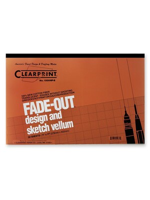 Clearprint Fade-Out Design And Sketch Vellum - Grid Pad 8 X 8 11 In. X 17 In. Pad Of 50