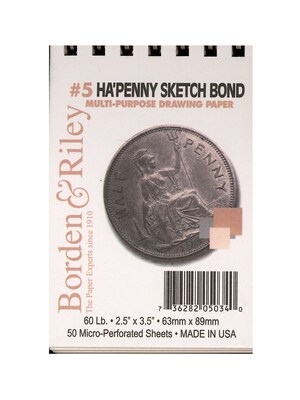 Borden And Riley HaPenny 2-1/2In X 3-1/2In Sketch Pad, 50 Sheets, 6/Pack (46800-Pk6)