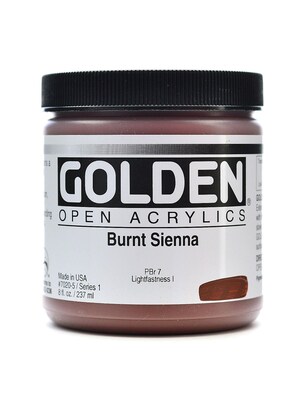 Golden Open Acrylic Colors, Burnt Sienna, 8Oz Jar (59708)