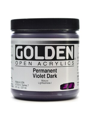 Golden Open Acrylic Colors, Permanent Violet, Dark, 8Oz Jar (59853)